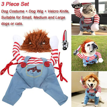 Pet Deadly Doll Ρούχα για σκύλους Chucky Dog Cosplay Αστεία στολή αποκριών για πάρτι Χριστουγεννιάτικα ρούχα για σκύλους για μικρά μεσαία μεγάλα σκυλιά