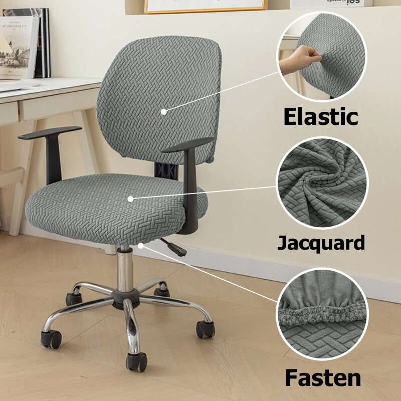 1 rinkinys / 2 dalys ruoželinis žakardo biuro kėdės užvalkalas, besisukantis kompiuterio sėdynės dėklas, atsparus nešvarumams, tamprus segmentinis išmatų užvalkalas