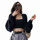 Pulovere cardigan de damă Kimono din tricot gros și înfășurat Jachetă de îmbrăcăminte cu liliac deschis în față