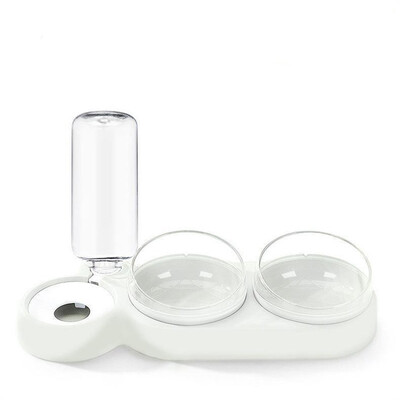 Bol pentru pisici Hrănitor pentru animale de companie Bol dublu cu diametru mare Bol integrat pentru pisici din material PP+PC cu fântână de băut