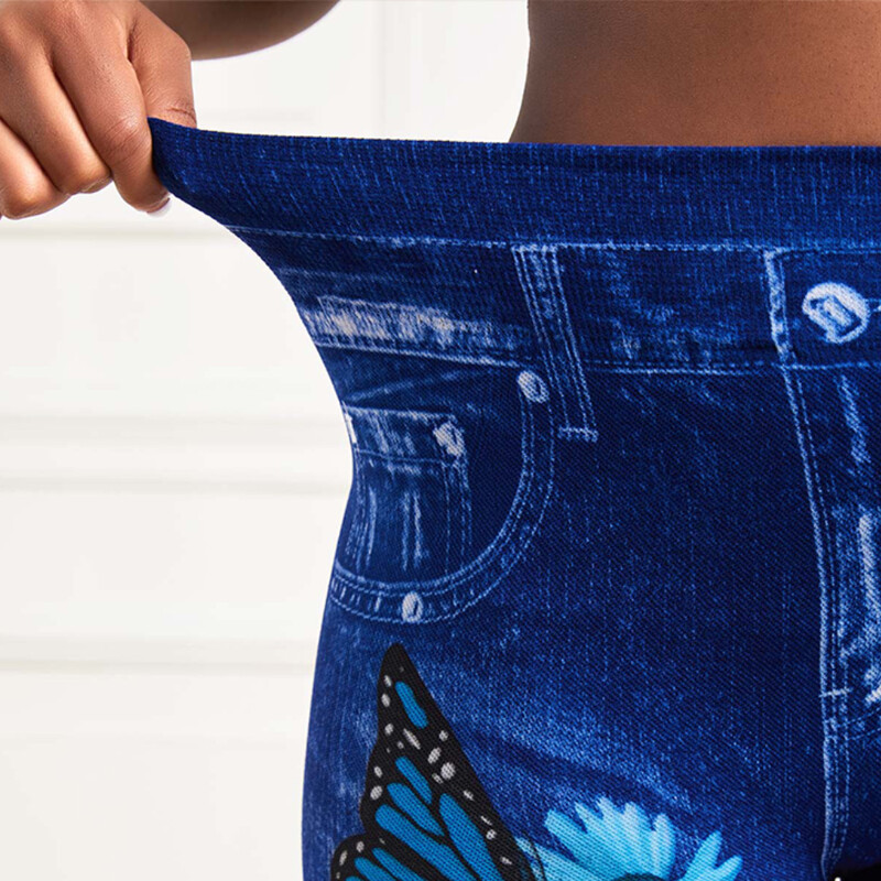 Dirbtinio džinsinio audinio margintos antblauzdžiai moterims, drabužiai 2023 m. rudens žiemos kelnės aukštu juosmeniu Negabaritinės kelnės Moteriškos Laisvalaikio Leggi