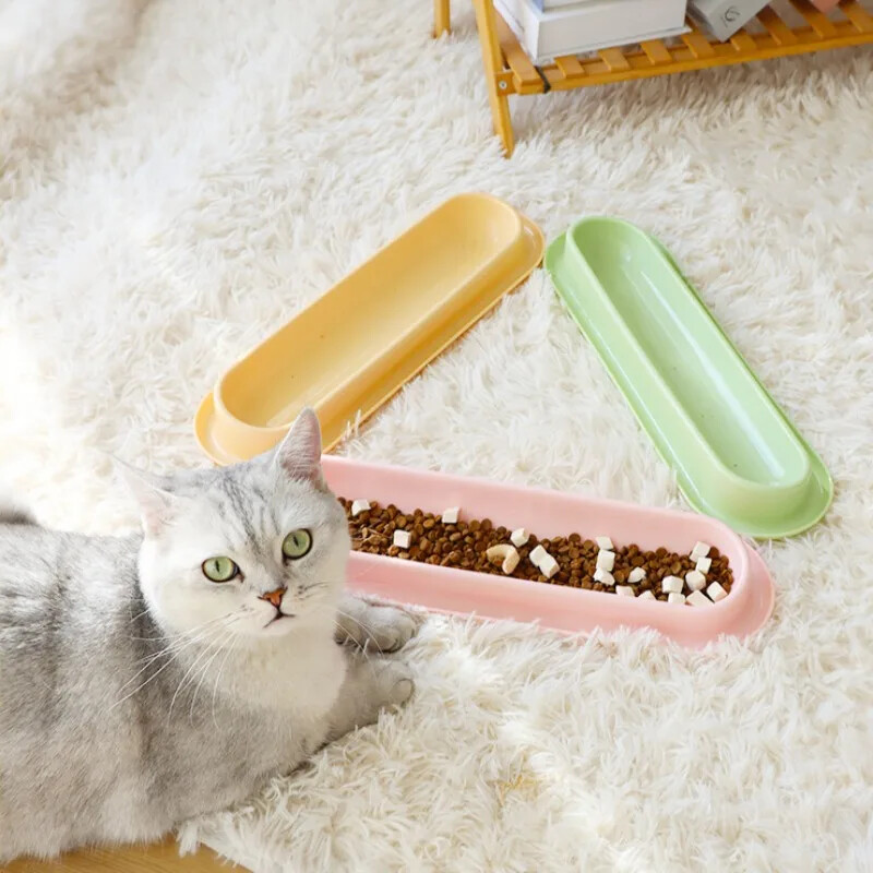 Kačių dubuo Ilgai dalijamas naminis gyvūnėlis kačių šunų dubenys Pakreiptas apsauginis kaklas Kačiukas Maistas Geriamasis Vanduo Lesyklėlė Maitinimo baseinas Naminių gyvūnėlių priedai