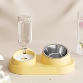 Hrănitor pentru pisici Bol din oțel inoxidabil cu auto-umplere pentru câini Hrănitor automat detașabil pentru pisoi 2-în-1 Bol automat pentru băut hrană pentru animale de companie