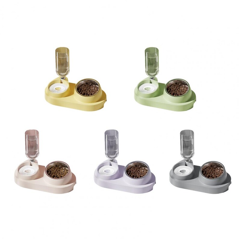Hrănitor pentru pisici Bol din oțel inoxidabil cu auto-umplere pentru câini Hrănitor automat detașabil pentru pisoi 2-în-1 Bol automat pentru băut hrană pentru animale de companie