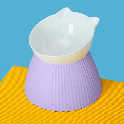 1 vnt. paaukštinti kačių dubenys su pakeltu stovu, 15 pakreipto kačių dizaino stovas, apsaugantis kaklą, naminių gyvūnėlių ėdalo vandens tiekimo dubuo katėms ar mažiems šunims