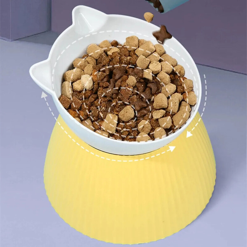 1 vnt. paaukštinti kačių dubenys su pakeltu stovu, 15 pakreipto kačių dizaino stovas, apsaugantis kaklą, naminių gyvūnėlių ėdalo vandens tiekimo dubuo katėms ar mažiems šunims