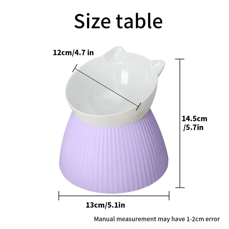 1 vnt. paaukštinti kačių dubenys su pakeltu stovu, 15 pakreipto kačių dizaino stovas, apsaugantis kaklą, naminių gyvūnėlių ėdalo vandens tiekimo dubuo katėms ar mažiems šunims