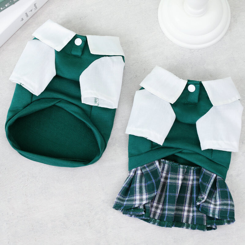 Stil Preppy Haine pentru cuplu de animale de companie Cămașă rochie pentru câini Îmbrăcăminte pentru iubitorii de animale de companie, primăvară, toamnă, pisică, câine, hanorac, fustă pentru câini de talie mică.