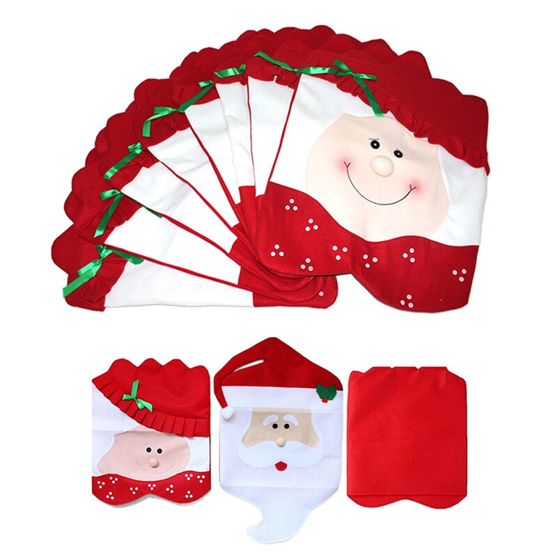 Huse pentru scaune de Crăciun Huse pentru scaune pentru Moș Crăciun Costum pentru scaune de Crăciun Huse din spate pentru decorațiuni de bucătărie de petrecere Huse pentru scaune pentru cameră de vacanță