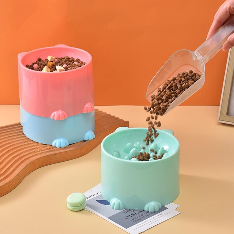 Bol pentru hrana pentru pisici Picioare înalte în formă de desene animate Anti-suflare Protector pentru gât pentru picior înalt Dozator de hrană pentru animale de companie Bol cu apă Bol de hrănire pentru animale de companie