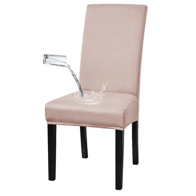 Husă pentru scaune solidă, rezistentă la apă, cu spătar înalt, mărime L/M, rochie elastică pentru huse pentru scaune pentru sufragerie, banchet de nuntă, husă pentru decorarea casei