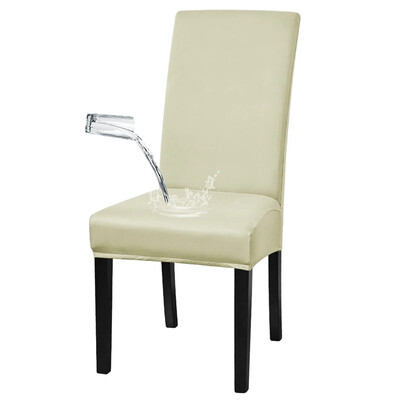 Husă pentru scaune solidă, rezistentă la apă, cu spătar înalt, mărime L/M, rochie elastică pentru huse pentru scaune pentru sufragerie, banchet de nuntă, husă pentru decorarea casei