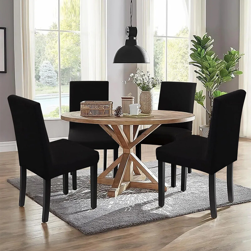 Husă pentru scaune solidă, rezistentă la apă, cu spătar înalt, mărime L/M, rochie elastică pentru huse pentru scaune pentru sufragerie, banchet de nuntă, husă pentru decorarea casei