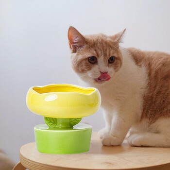 Μπολ Raised Dog Food Cat Creative Food Water Feeder σε σχήμα λουλουδιού Κεραμικά μπολ νερού Αξεσουάρ για κατοικίδια για γατάκια Προϊόντα για κατοικίδια