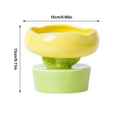 Paaugstināta suņa kaķu barības bļoda Radoša ziedu formas barība Ūdens padeves ierīce Keramika Ūdens bļoda Mājdzīvnieku piederumi kaķēniem Mājdzīvnieku produkti