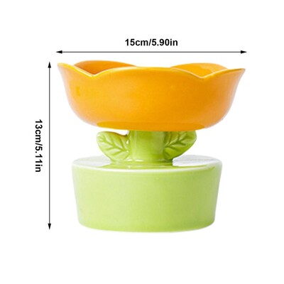 Paaugstināta suņa kaķu barības bļoda Radoša ziedu formas barība Ūdens padeves ierīce Keramika Ūdens bļoda Mājdzīvnieku piederumi kaķēniem Mājdzīvnieku produkti