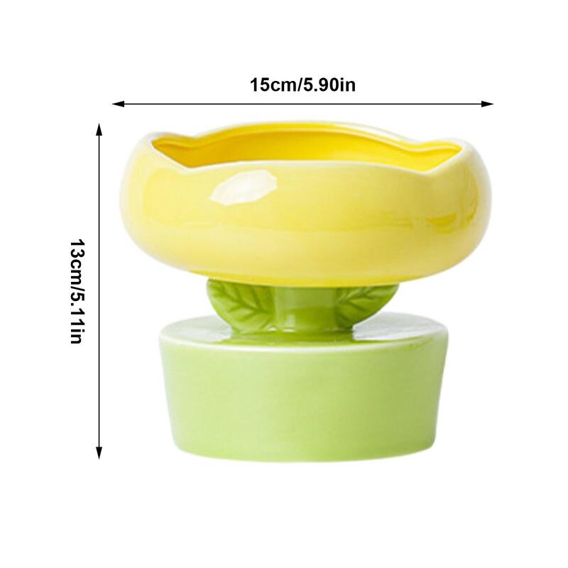 Paaugstināta suņa kaķu barības bļoda Radoša ziedu formas barība Ūdens padeves ierīce Keramika Ūdens bļoda Mājdzīvnieku piederumi kaķēniem Mājdzīvnieku produkti