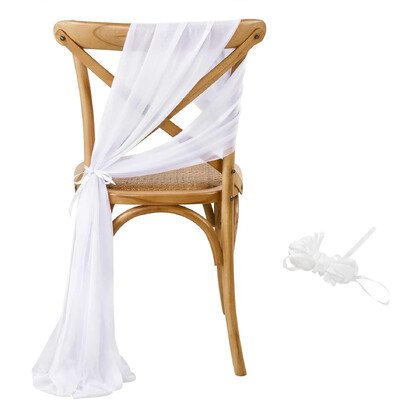 10 db-os szett Like Chiffon Székszárnyak Esküvői szék dekoráció folyosó dekorációhoz Party bankett rendezvény Babazuhany, 17x250 cm hosszú