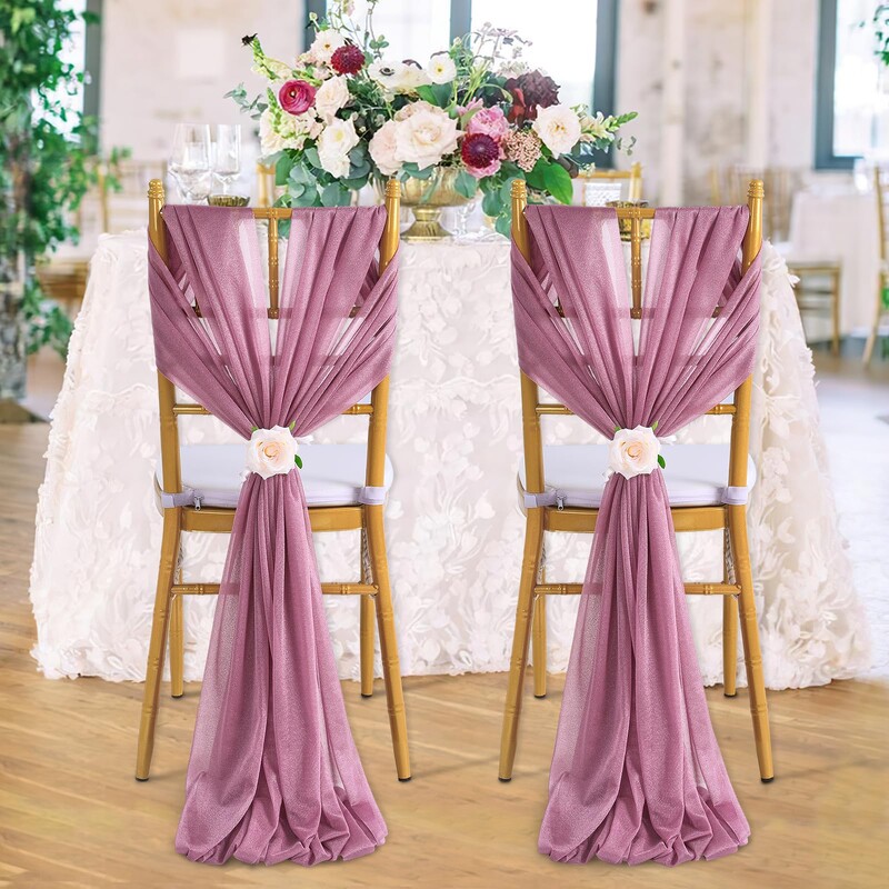 10 db-os szett Like Chiffon Székszárnyak Esküvői szék dekoráció folyosó dekorációhoz Party bankett rendezvény Babazuhany, 17x250 cm hosszú