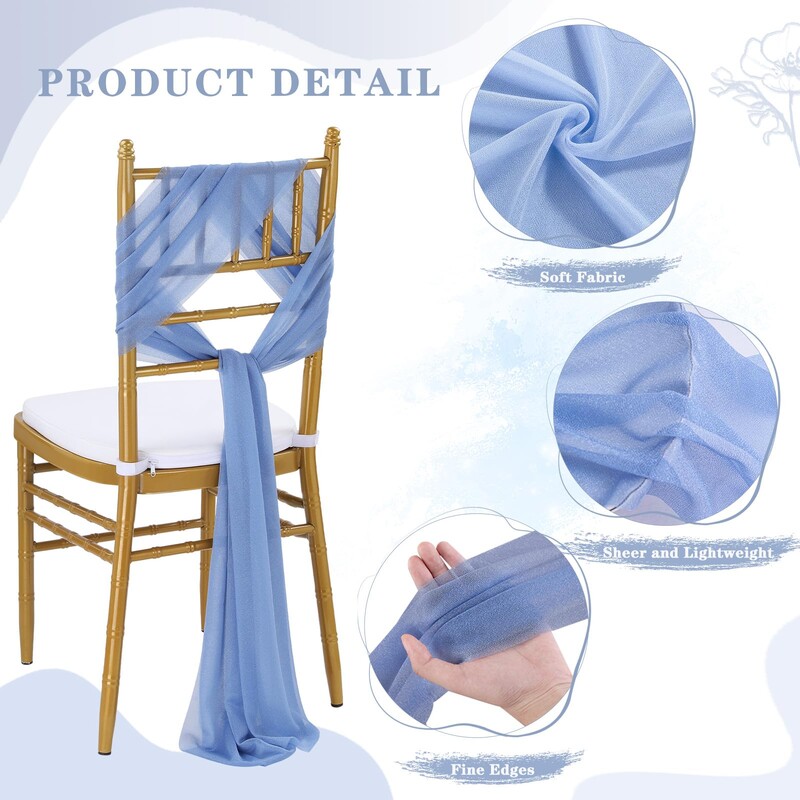 10 db-os szett Like Chiffon Székszárnyak Esküvői szék dekoráció folyosó dekorációhoz Party bankett rendezvény Babazuhany, 17x250 cm hosszú