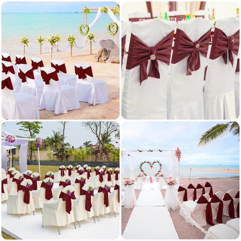 Szatén székszárnyak íjak Univerzális székszalag szalag szalag Esküvői fogadás Rendezvények Bankettek Szállodai rendezvény Székhuzat Dekoráció