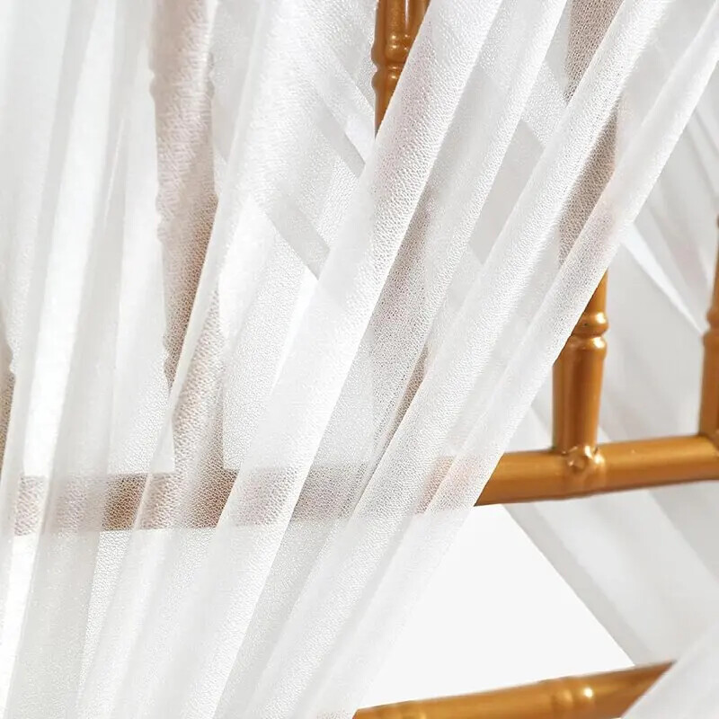 12 buc. Cerceve pentru scaune albe 17X250CM Decorare pentru culoar pentru ceremonie de nuntă pentru petreceri de aniversare, duș de mireasă, decor scaun din șifon de hotel