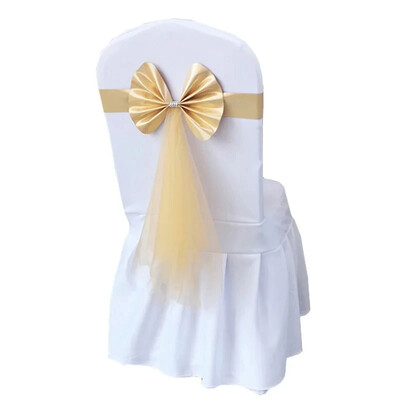 Fierbinte 10 bucăți de decorare pentru scaunul de nuntă, cu fundă elastică, cerceve pentru scaun, cu nod cu papion, cravată, hotel, petrecere, decor acasă, multicolor