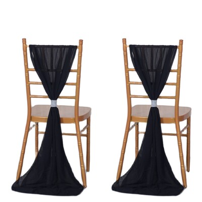 2 bucăți de scaun din șifon, cu papion, cu panglă, cu noduri, centură pentru spate, alergare de masă, hotel, banchet, țară, nuntă, petrecere, eveniment, decor