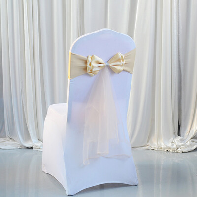 Rózsaszín/tókék/arany szalag szék háttámla virág Esküvői bankett dekoráció szék masni hát géz rugalmas nyakkendő szabad székszalag
