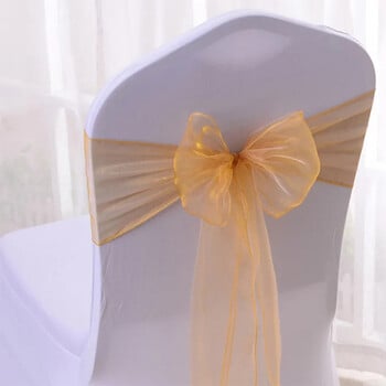 50 τμχ Organza Chair Sashes Knot Bands Καρέκλα Φιόγκοι για Γαμήλιο πάρτι Δείπνο Διακόσμηση εξοχικής καρέκλας γάμου