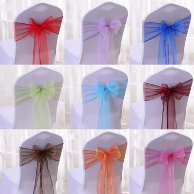 50 τμχ Organza Chair Sashes Knot Bands Καρέκλα Φιόγκοι για Γαμήλιο πάρτι Δείπνο Διακόσμηση εξοχικής καρέκλας γάμου