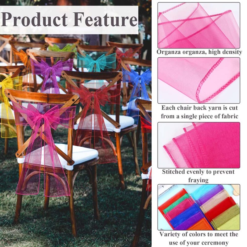 10 vnt organza kėdžių varčios mazgų juostos kėdžių lankeliai vestuvių vakarėliui banketui renginiui šalies vestuvių kėdės dekoravimui