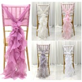 Decorație pentru spate scaun din tul Organza Tifon transparent Cerceve pentru scaun Volane Cerceve pentru scaun Hotel Nuntă Banchet Decoratiuni pentru petrecere