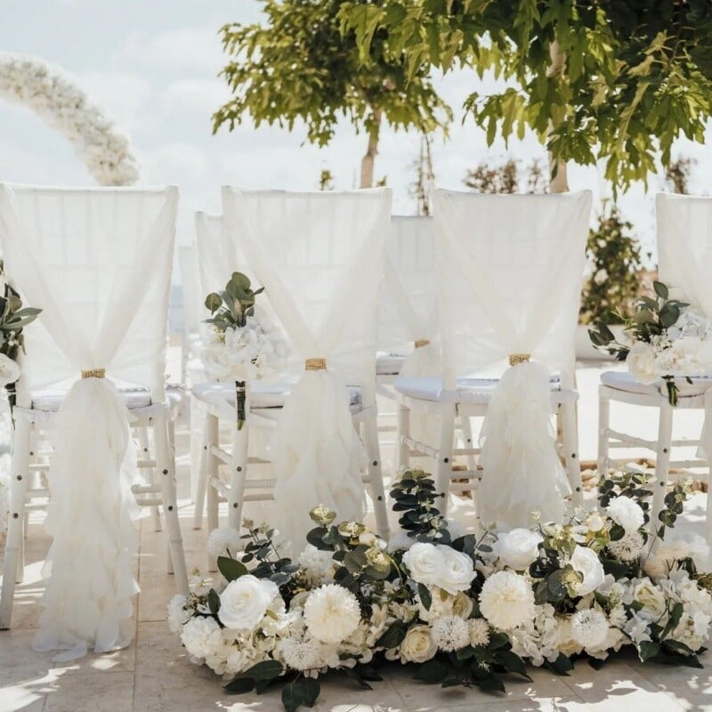 Decorație pentru spate scaun din tul Organza Tifon transparent Cerceve pentru scaun Volane Cerceve pentru scaun Hotel Nuntă Banchet Decoratiuni pentru petrecere