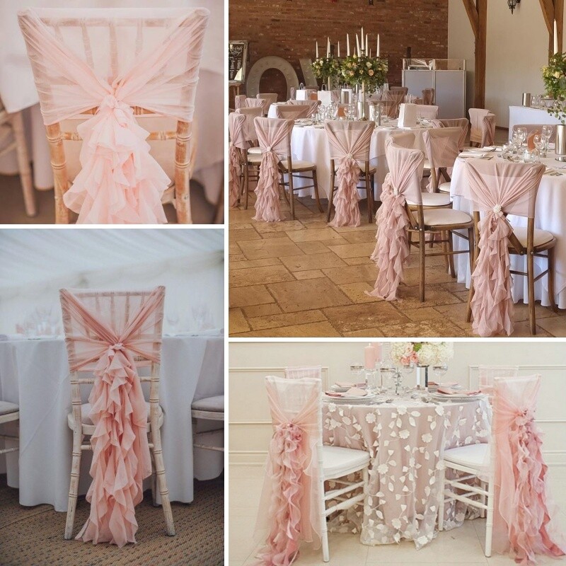 Decorație pentru spate scaun din tul Organza Tifon transparent Cerceve pentru scaun Volane Cerceve pentru scaun Hotel Nuntă Banchet Decoratiuni pentru petrecere