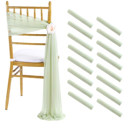 Cerceve pentru scaune albe 10 pachete 17x250 cm Scaun de nunta cu culoar lung Decoratiuni laterale din spate Tesatura transparenta din tul de biserica Draperii pentru scaune la vrac