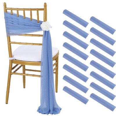 Cerceve pentru scaune albe 10 pachete 17x250 cm Scaun de nunta cu culoar lung Decoratiuni laterale din spate Tesatura transparenta din tul de biserica Draperii pentru scaune la vrac