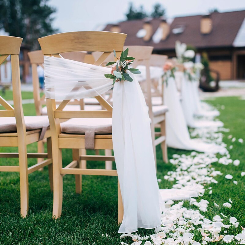 Cerceve pentru scaune albe 10 pachete 17x250 cm Scaun de nunta cu culoar lung Decoratiuni laterale din spate Tesatura transparenta din tul de biserica Draperii pentru scaune la vrac