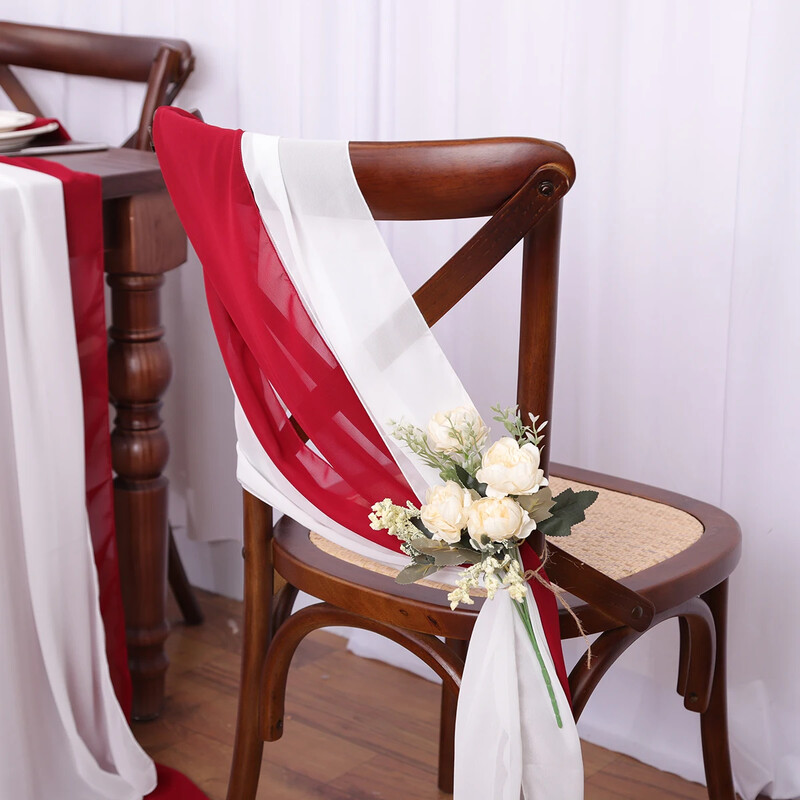 10 vnt. šifono kėdžių varčios Vestuvių kėdžių dekoravimui 16x275 cm ilgio Vestuvių koridorių dekoravimui Vakarėlis Banketas Renginys Kūdikių dušas