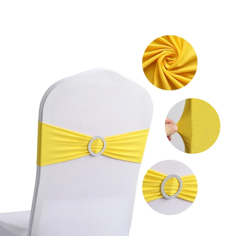 Scaun din Spandex Cerceve de flori pentru spate Banda elastica Curea Nod Arc cu Catarama Glisor pentru nunta Banchet Decorare petrecere