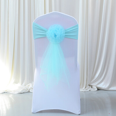 De înaltă calitate, 1 bucată scaun de nuntă fundă organza scaun scaun floare husă scaun nod pentru banchet eveniment decorare petrecere de naștere