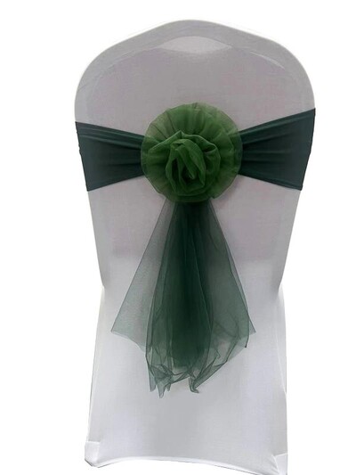 De înaltă calitate, 1 bucată scaun de nuntă fundă organza scaun scaun floare husă scaun nod pentru banchet eveniment decorare petrecere de naștere