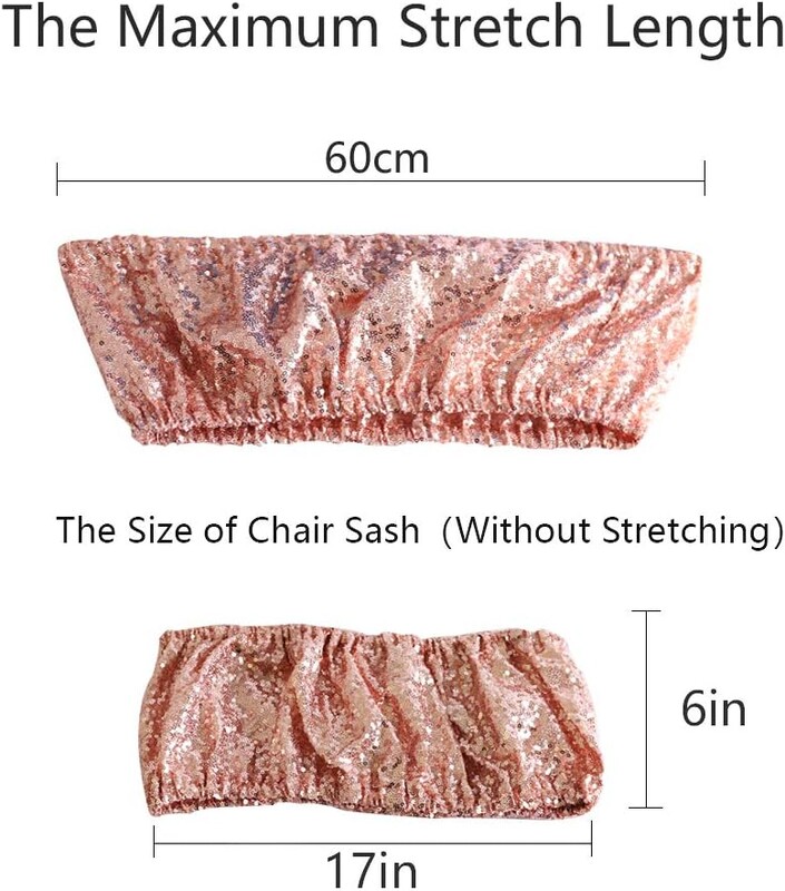 10xStretch Sequin Chair Sashe Krēslu lentes Vienpusējas vizuļu dekors viesnīcas kāzu uzņemšanas ballītes pasākuma krēsla pārvalka dekorēšanai