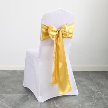 10PCS 17x275cm Sage Green Satin Chairs Ленти Покривало за стол Панделки за сватбен банкет Party Baby Shower Event Decorations