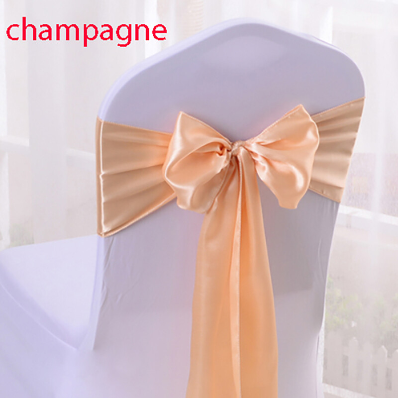 10 buc. Scaun din satin din aur trandafir cu fundă pentru scaun de nuntă, panglică, cravate fluturi pentru petrecere, eveniment, hotel, banchet, decorare