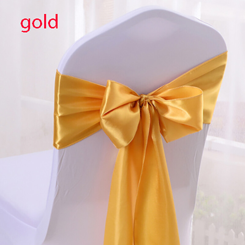 10 buc. Scaun din satin din aur trandafir cu fundă pentru scaun de nuntă, panglică, cravate fluturi pentru petrecere, eveniment, hotel, banchet, decorare