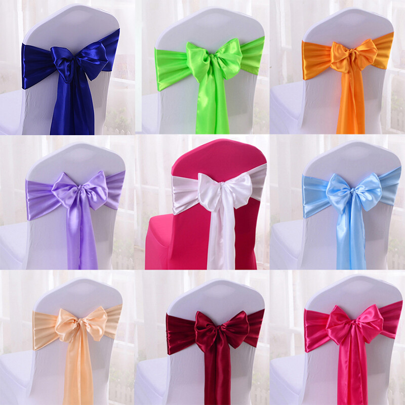 10 buc. Scaun din satin din aur trandafir cu fundă pentru scaun de nuntă, panglică, cravate fluturi pentru petrecere, eveniment, hotel, banchet, decorare