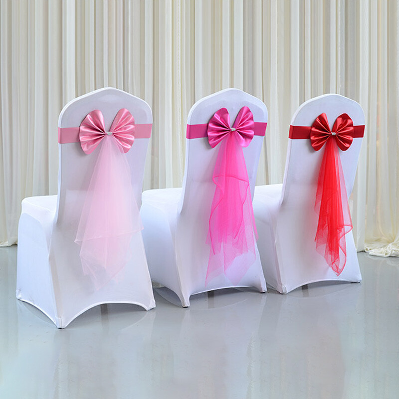 1 bucă elastică fundă satin panglică streamer scaun cu flori din spate eveniment tifon hotel cravate banchet nunta petrecere decorațiuni