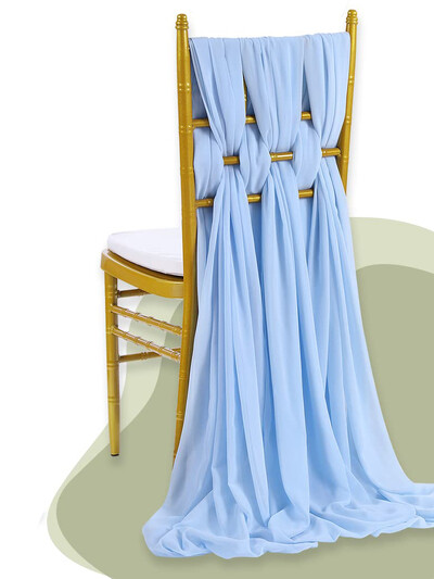 2 db sifon székszárny szett Esküvői székdísz 30x300cm csomós szalagok esküvői partikhoz bankett rendezvényekhez babazuhany dekorok