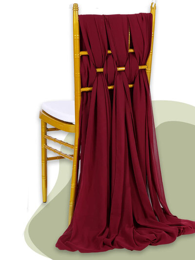 2 db sifon székszárny szett Esküvői székdísz 30x300cm csomós szalagok esküvői partikhoz bankett rendezvényekhez babazuhany dekorok